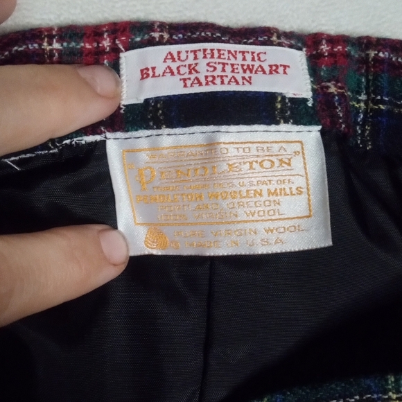 Pendleton Authentic Black Stewart Tartan Plaid Blazer Skirt Wool Suit Set Size 8 - Picture 12 of 14